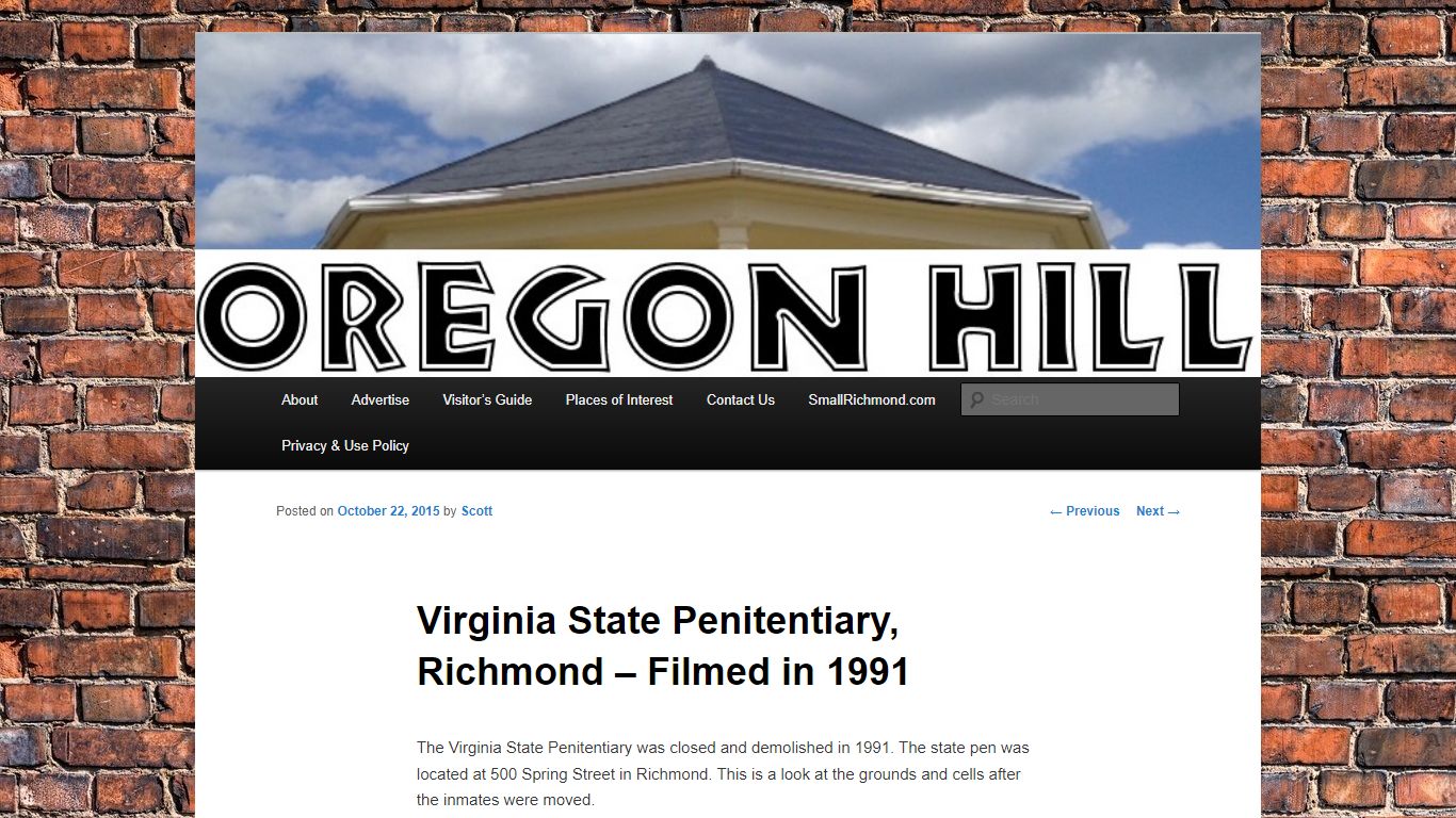Virginia State Penitentiary, Richmond – Filmed in 1991